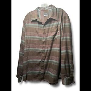 Marmot For Life Long Sleeve Enfield Button Up Striped Shirt Mens XL Nylon Blend